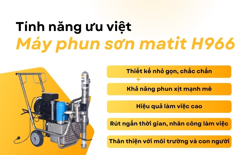 Tính năng ưu việt của Máy phun sơn matit H966
