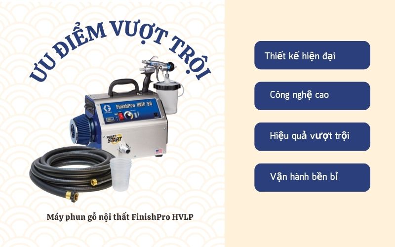 Ưu điểm nổi bật của máy phun sơn gỗ FinishPro HVLP