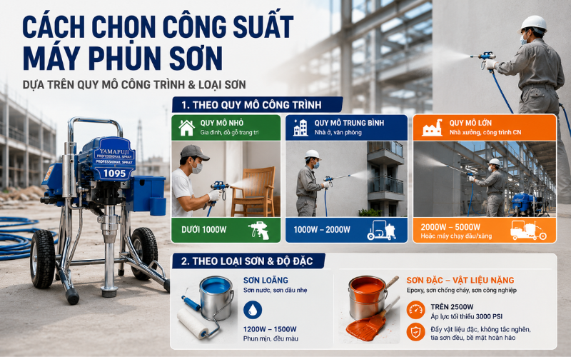 Cách chọn công suất máy phun sơn dựa trên quy mô công trình
