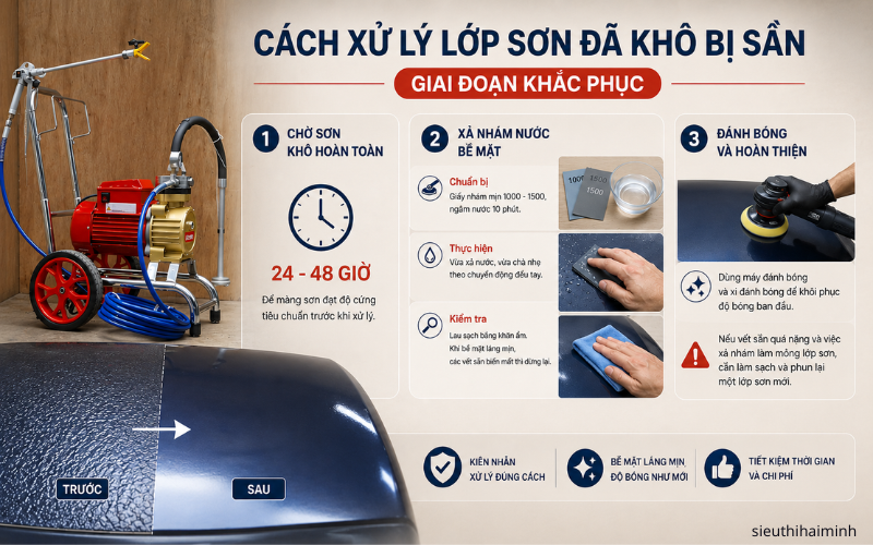 Cách xử lý lớp sơn đã khô bị sần (Giai đoạn khắc phục)