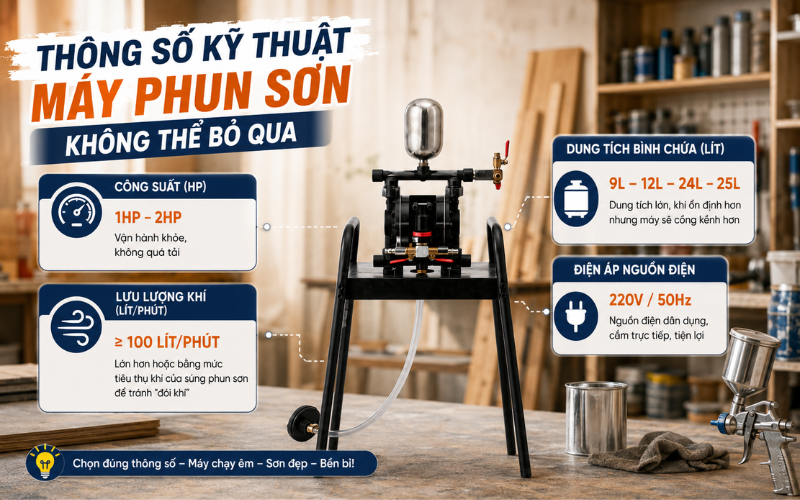 Thông số kỹ thuật máy phun sơn không thể bỏ qua