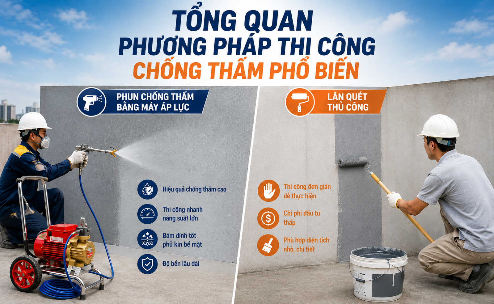 Tổng quan phương pháp thi công chống thấm phổ biến