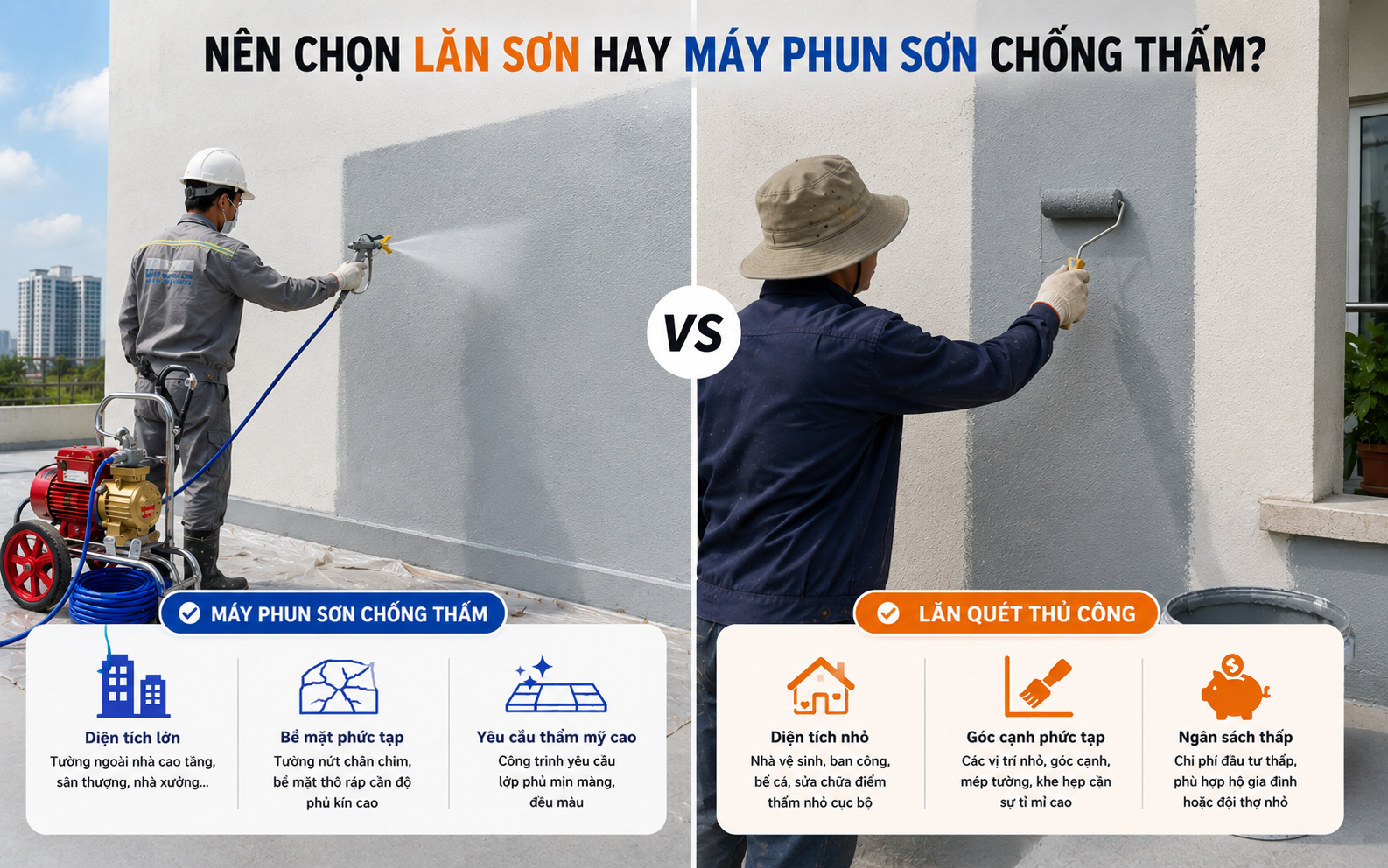 Ưu và nhược điểm của từng phương pháp phun sơn