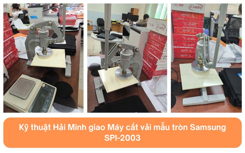 Kỹ thuật Hải Minh giao Máy cắt vải mẫu tròn Samsung SPI-2003