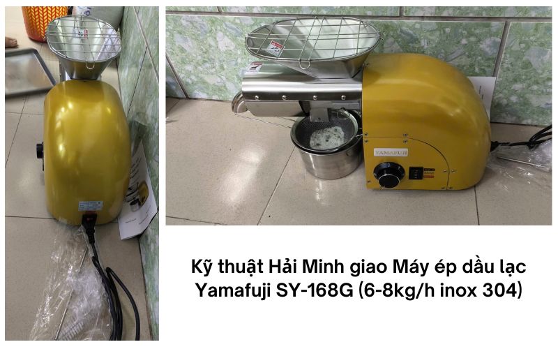 Kỹ thuật Hải Minh giao Máy ép dầu lạc Yamafuji SY-168G (6-8kg/h inox 304)