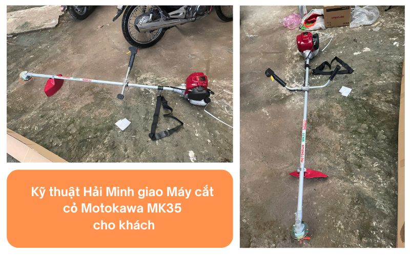Kỹ thuật Hải Minh giao Máy cắt cỏ Motokawa MK35 cho khách