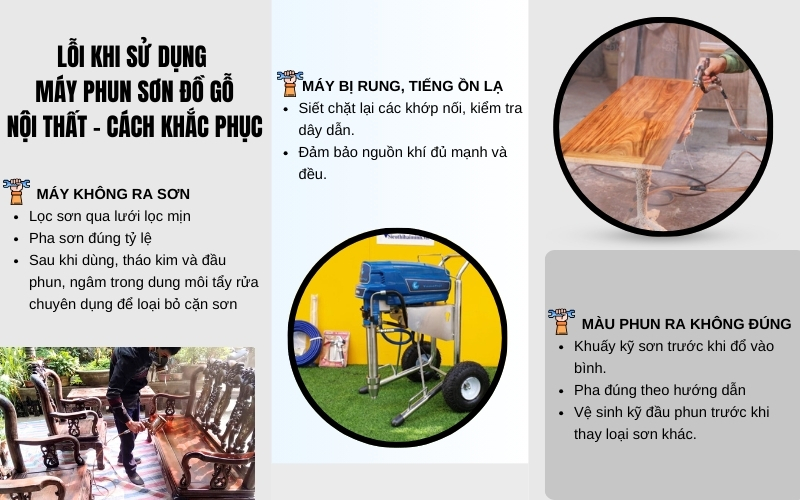 lỗi khi sử dụng máy phun sơn đồ gỗ nội thất và cách khắc phục
