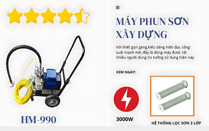 Đặc điểm nổi bật của máy phun sơn HM990