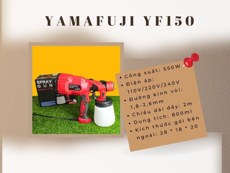 Đặc điểm của máy phun sơn dùng điện Yamafuji YF150