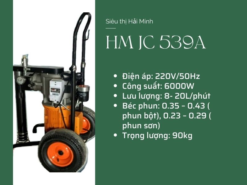 Thông số kỹ thuật của máy phun bột đặc HM JC 539A