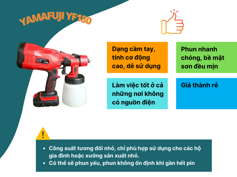 Máy phun sơn dầu chạy pin Yamafuji YF180