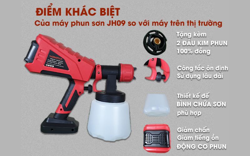 Điểm khác biệt của Máy phun sơn điện cầm tay Yamafuji JH-09