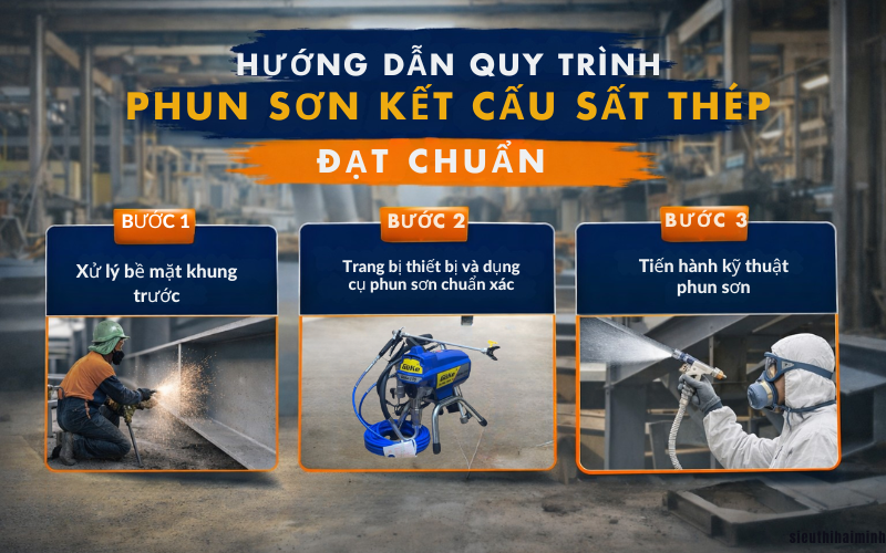 Hướng dẫn quy trình phun sơn kết cấu sắt thép đạt chuẩn 2026