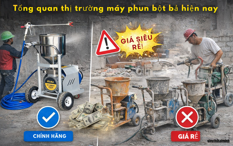 Tổng quan về thị trường máy phun bột bả hiện nay