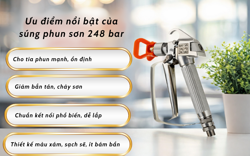 Ưu điểm nổi bật của súng phun sơn 248 bar