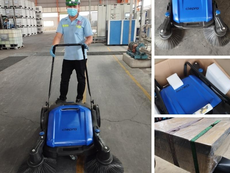 bàn giao máy quét rác cho khách