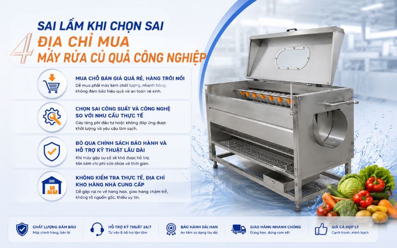 4 Sai lầm khi chọn sai địa chỉ mua máy rửa củ quả công nghiệp