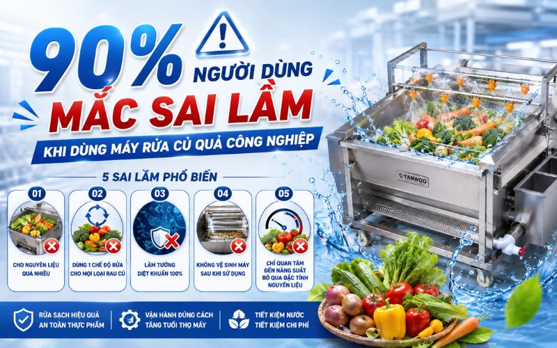 90% người dùng mắc sai lầm khi dùng máy rửa củ quả công nghiệp