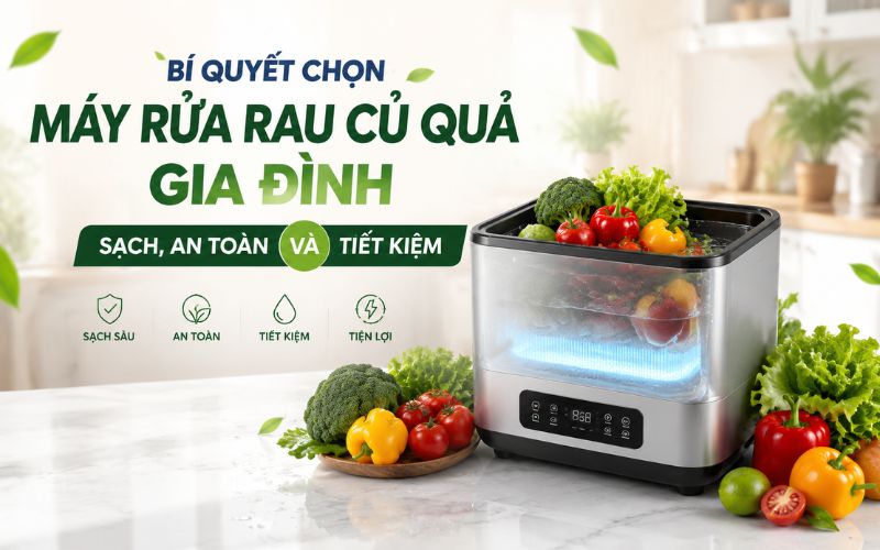 Bí quyết chọn máy rửa rau củ quả gia đình sạch, an toàn và tiết kiệm