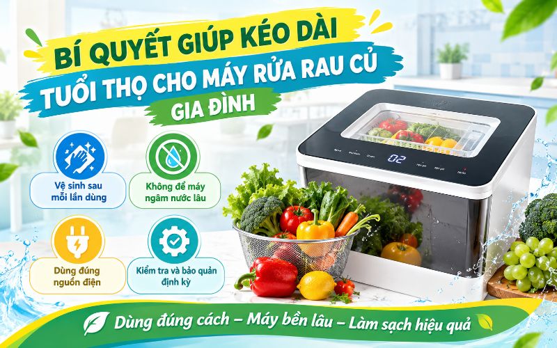 Bí quyết giúp kéo dài tuổi thọ cho máy rửa rau củ gia đình