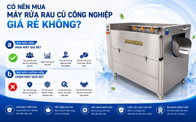 Có nên mua máy rửa rau củ công nghiệp giá rẻ không?