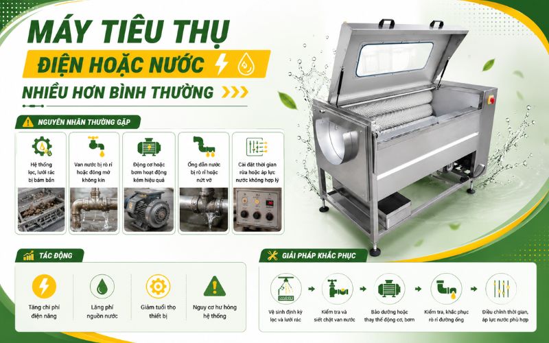 Máy tiêu thụ điện hoặc nước nhiều hơn bình thường