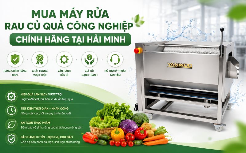 Mua máy rửa rau củ quả công nghiệp chính hãng tại Hải Minh
