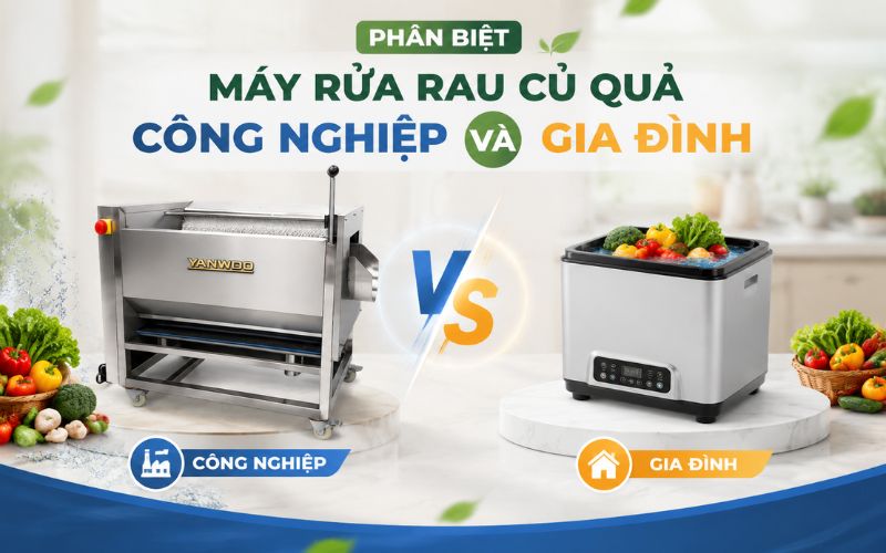 Phân biệt máy rửa rau củ quả công nghiệp và gia đình