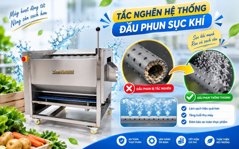  Tắc nghẽn hệ thống đầu phun sục khí