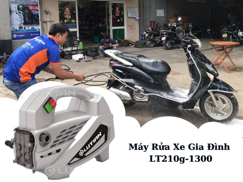 Máy Rửa Xe Gia Đình Kết Hợp Phun Bọt Tuyết Lutian Lt210g-1300