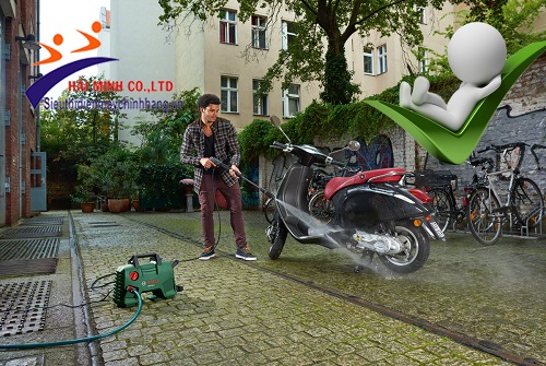 Sử dụng máy rửa xe trong gia đình để rửa xe máy, oto, vệ sinh sân vườn