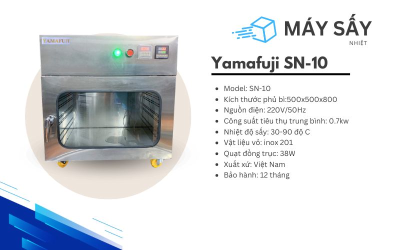 Thông số kỹ thuật của Máy sấy nhiệt 10kg Yamafuji SN-10