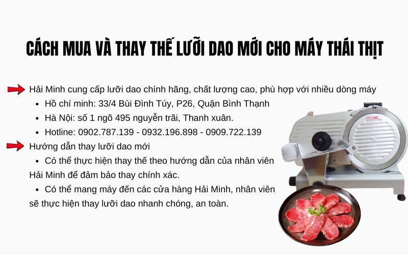 Cách mua và thay thế lưỡi dao mới cho máy thái thịt