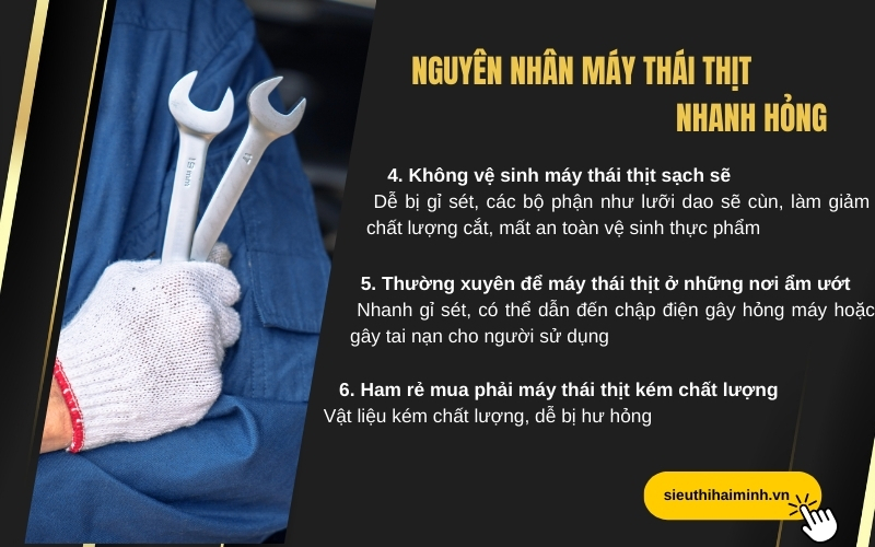 Nguyên nhân máy  thái thịt nhanh hỏng