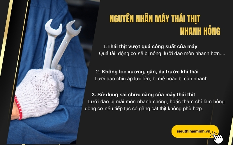Nguyên nhân máy  thái thịt nhanh hỏng