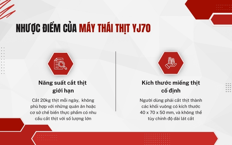 Nhược điểm của máy thái thịt YJ70