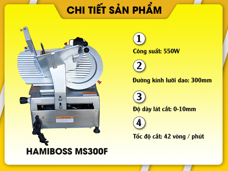 Thông số của máy thái thịt Hamiboss MS300F