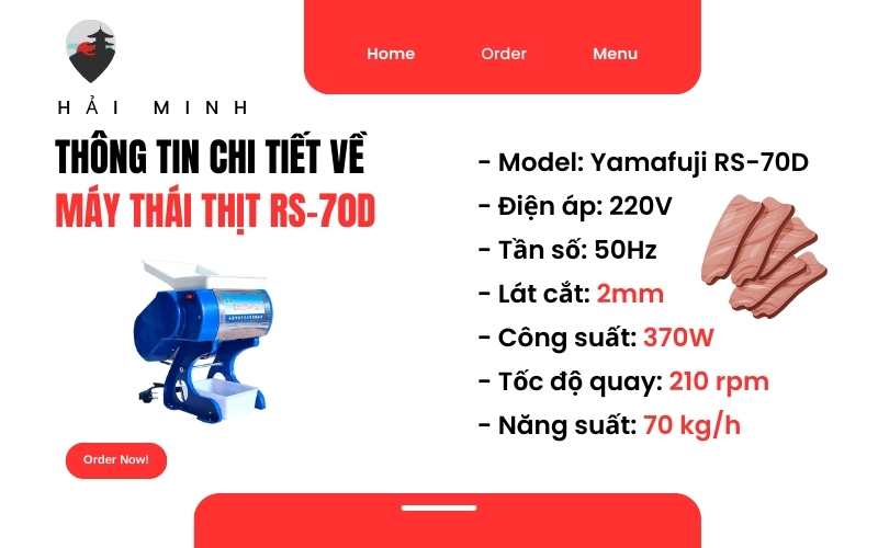 Thông tin tổng quan về máy thái thịt tươi sống RS-70D