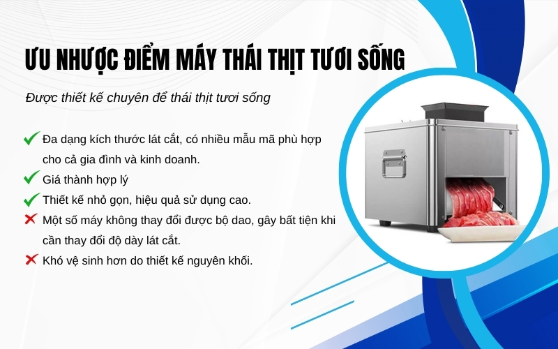 Ưu nhược điểm máy thái thịt tươi sống