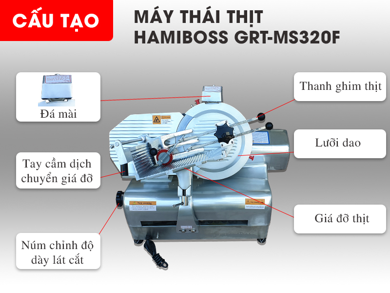 cấu tạo máy thái thịt Hamiboss GRT-MS320F