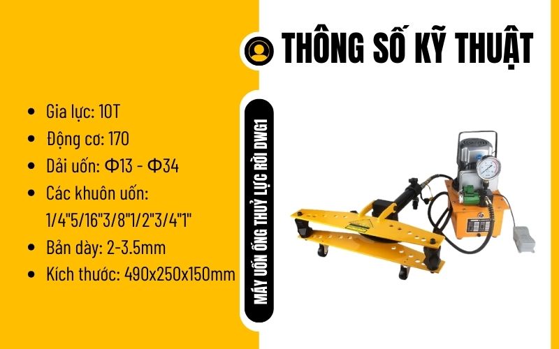 Thông số kỹ thuật Máy uốn ống thuỷ lực rời DWG1