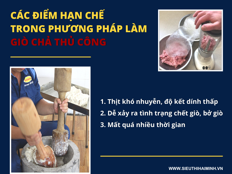 Các điểm hạn chế trong phương pháp làm giò chả thủ công