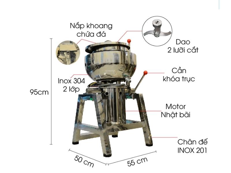Máy xay giò chả 2 lớp bao đá là gì? Cấu tạo?