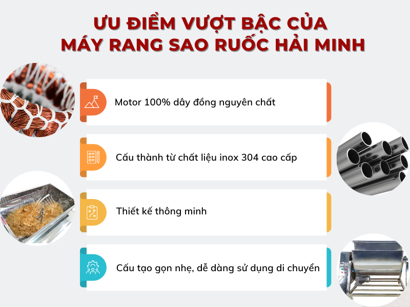 Ưu điểm nổi bật của máy rang sao ruốc Hải Minh