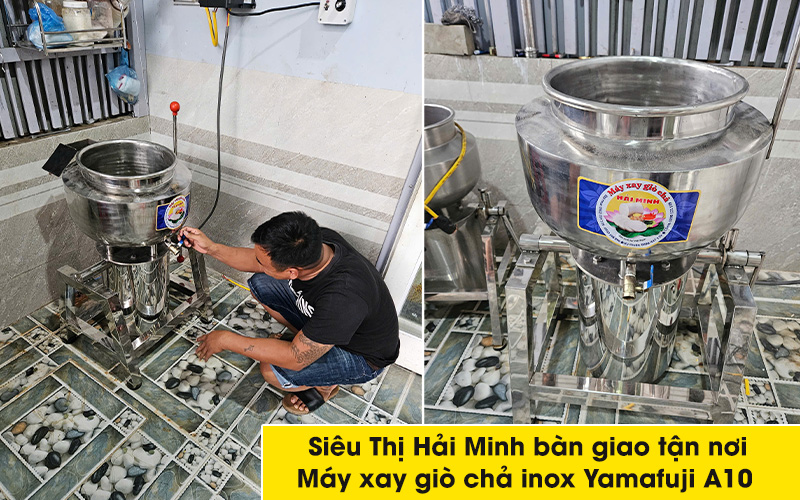bàn giao Máy xay giò chả inox Yamafuji A10