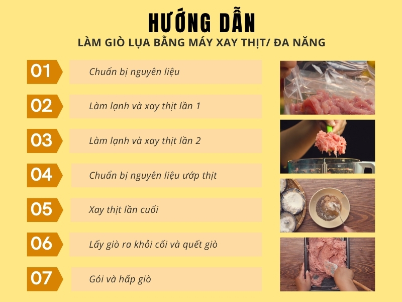 Hướng dẫn làm giò lụa bằng máy xay thịt, máy xay đa năng