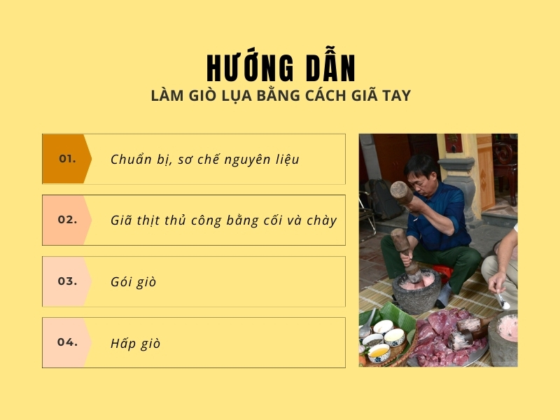 Hướng dẫn làm giò chả lụa bằng cách giã tay