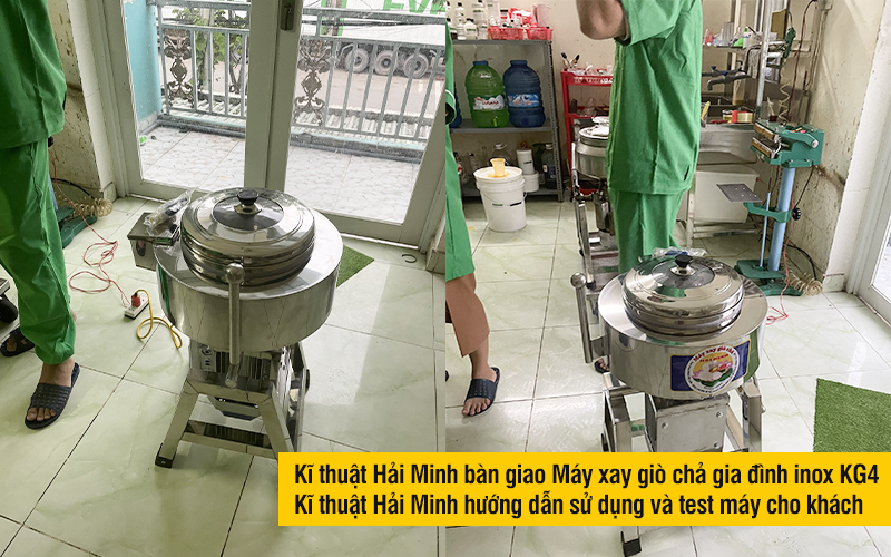 kĩ thuật hải minh bàn giao Máy xay giò chả gia đình inox KG4