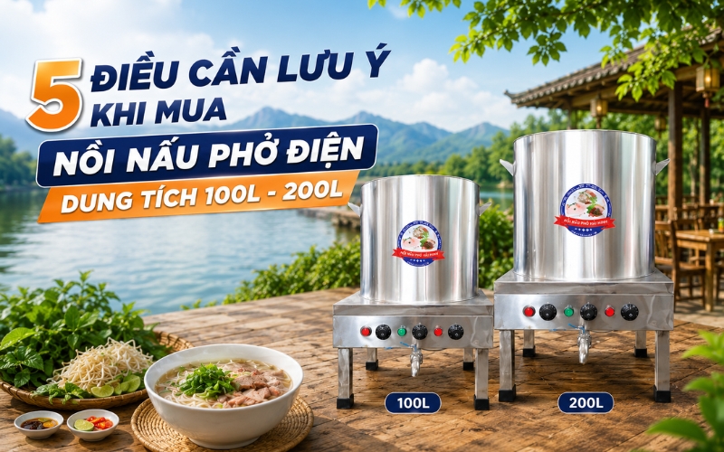 5 điều cần lưu ý khi mua nồi nấu phở điện dung tích 100L-200L