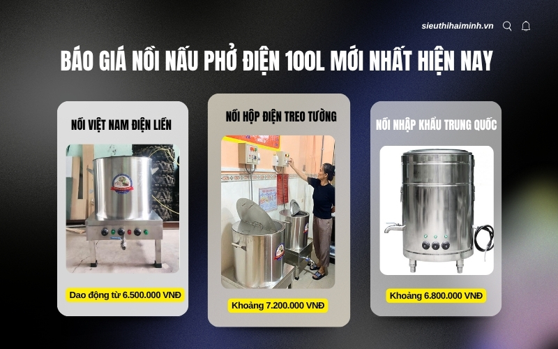 Báo giá nồi nấu phở điện 100L mới nhất hiện nay